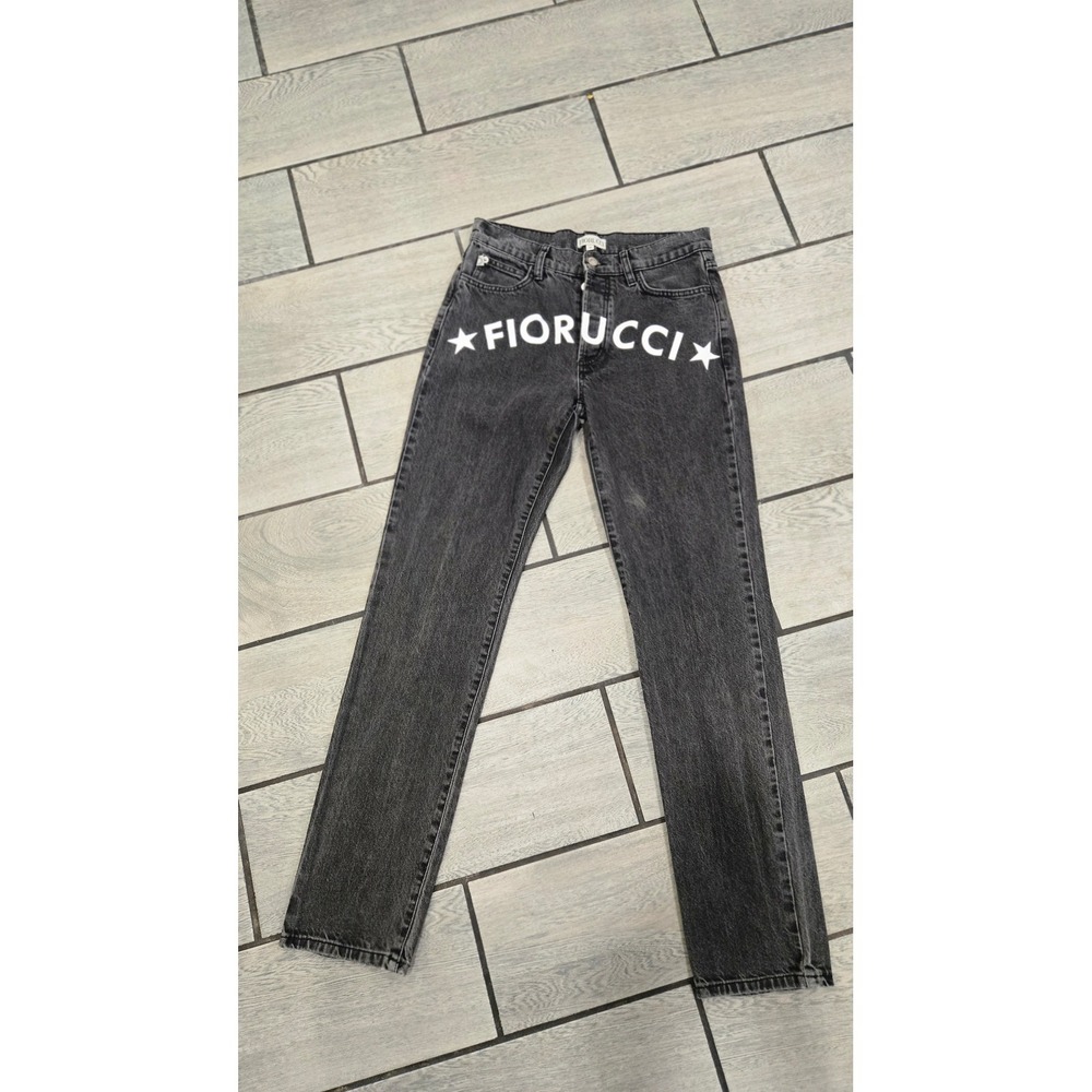 Fiorucci Star Logo Rowan Straight Leg Jeans Denim Black 28 High Rise Button Fly‎